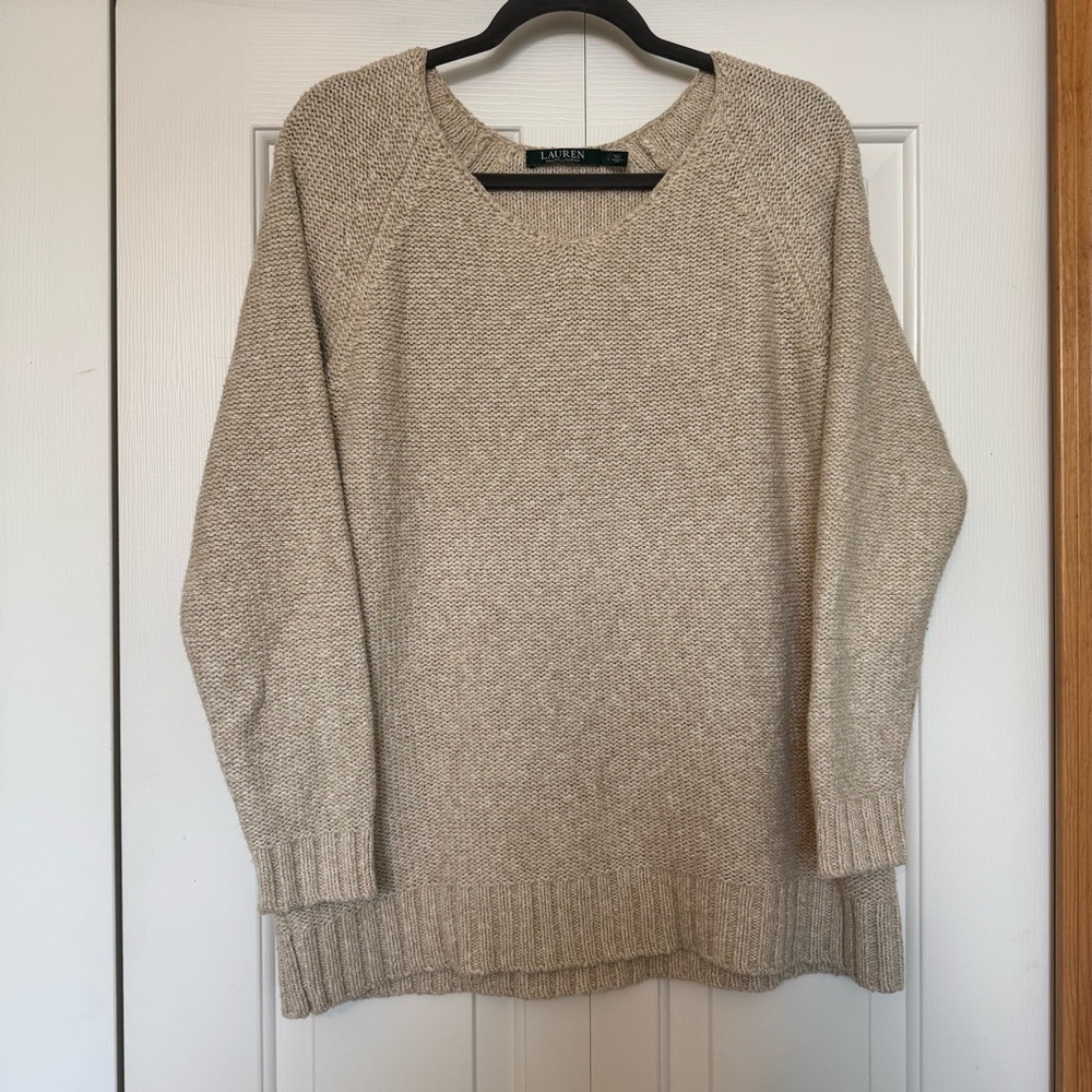 LAUREN‎ RALPH LAUREN OPEN KNIT COTTON BLEND SWEATER
